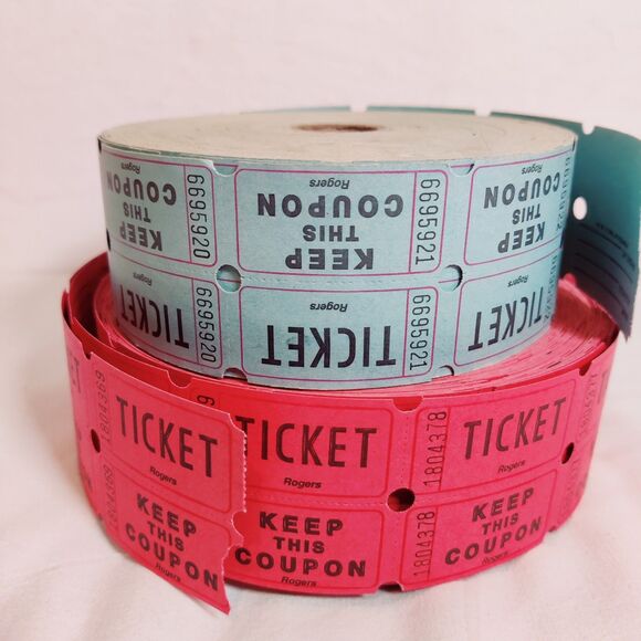VTG Raffle Ticket Rolls (2) Red & Blue for Events, Carnival, Giveaways, parties - Picture 1 of 7